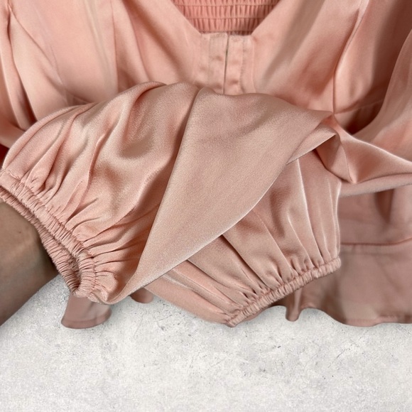 NEW ASTR Corset Peplum Top Blouse‎ Size Small Long Sleeves Romantic Baby Pink S - Picture 7 of 14